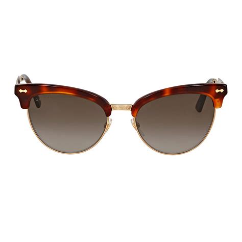 Original Gucci Sunglasses Gg0055s 002 Cat Eye Gold Havana